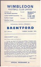 Wimbledon brentford 1971 for sale  WIRRAL