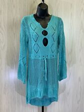 Usado, Vestido de natação feminino gola V crochê manga sino, tamanho único, azul-petróleo NOVO comprar usado  Enviando para Brazil