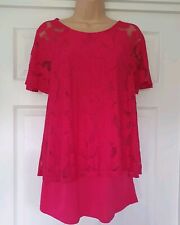 Phase Eight Jolee Fan Burnout Top Blouse Size 12 Cerese Pink Layered for sale  Shipping to South Africa