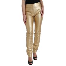 Calça DOLCE & GABBANA dourada metálica cintura alta feminina magra IT46/US12/XL 1350usd comprar usado  Enviando para Brazil