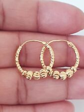 Solid 22ct Yellow Gold Plated Indian Style Hoop Earrings Bali 18mm for sale  WOLVERHAMPTON