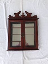 Used, Cherry Wood Mirrored Wall Curio Cabinet Shelf Glass Doors 21.5” Tall for sale  Shipping to South Africa