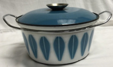 Vintage Cathrineholm Casserole Pot Enamel Blue & White Lotus Pattern Norway, used for sale  Shipping to South Africa