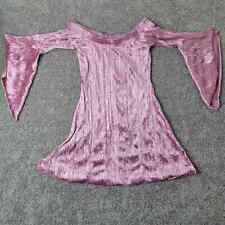 Usado, Mini vestido túnica vintage rosa veludo esmagado meia manga fora do ombro tamanho G comprar usado  Enviando para Brazil