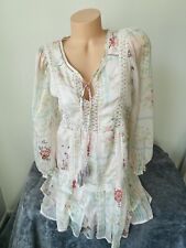 Vestido boho chique M camponês pradaria manga longa Cottagecore mangas folhadas floral, usado comprar usado  Enviando para Brazil