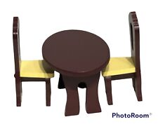 Kid Kraft Dollhouse Furniture Two Chairs & Dining Table Brown Yellow Wooden for sale  Shipping to South Africa