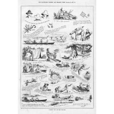 SOCIAL HISTORY Camping Out on the Thames - Antique Print 1881 for sale  Shipping to South Africa