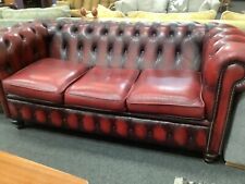 leather oxblood 3 seater sofa for sale  UK