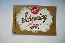 SCHOENLING BREWING CINCINATI OHIO USA LAGER BEER BREWERY BEER BOTTLE LABEL, used for sale  Shipping to South Africa