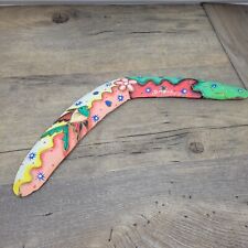 Wooden decorated boomerang for sale  IPSWICH