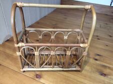 Cane Wicker Vintage Retro 60s Magazine Rack (Bottle wine carrier) Boho Style, used for sale  BEDALE