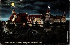 Postal Hotel Del Coronado por la noche en Coronado, San Diego, California, usado segunda mano  Embacar hacia Argentina