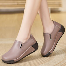 Sapatos femininos de couro de sola macia antiderrapante biqueira redonda cor sólida sola grossa comprar usado  Enviando para Brazil