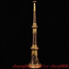 18,4" antigo templo tibetano de bronze antigo instrumento musical estátua de chifre de chifre, usado comprar usado  Enviando para Brazil