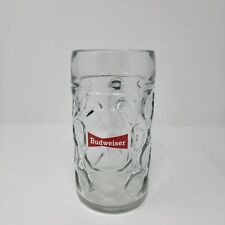 Caneca Budweiser 1 litro 8" vidro com covinhas cerveja Stein copo com alça e etiqueta vermelha comprar usado  Enviando para Brazil