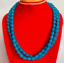 Multilayer Beaded Necklace For Women. 3 Layered Oval Blue Beads Necklace for sale  Shipping to South Africa