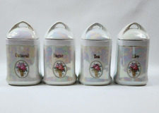 German Iridescent Ceramic Luster Ware 8 Piece 4 Canister Set - Mepoco Ware, used for sale  Shipping to South Africa