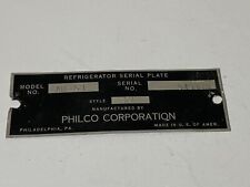 Usado, Placa de dados vintage Philco Corporation original modelo serial geladeira metal comprar usado  Enviando para Brazil