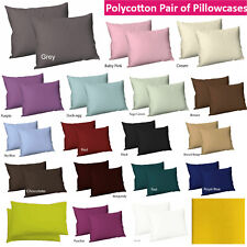 Housewife Polycotton Pair of Pillowcases Plain Pillow Covers Cases Standard Size, used for sale  Shipping to South Africa