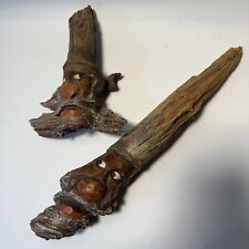 Wood Spirit Carving Tree Hobbit Forest Face Sculpture Log Home Folk Art Beard for sale  Shipping to South Africa