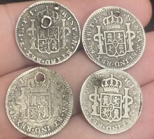 1800s 1 Reales Moneda Antigua de Plata Colonial Española Pirata Edad de Oro Agujero 1u. segunda mano  Embacar hacia Argentina