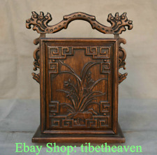 Armário de gaveta de palha flor palácio escultura em madeira Huanghuali porcelana antiga 12"  comprar usado  Enviando para Brazil