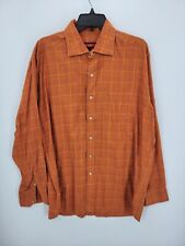 Austin Reed London Shirt Mens Large Orange Plaid Long Sleeve Button Up for sale  Shipping to South Africa
