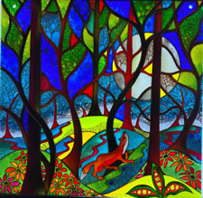 Raposa na floresta... Um painel de vidro pintado à mão estilo vitral exclusivo por Debs comprar usado  Enviando para Brazil