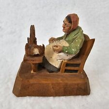 Used, Wood Hand Carved Old Lady Spinning Wheel Granny Core Folk Art Vintage Canada for sale  Shipping to South Africa