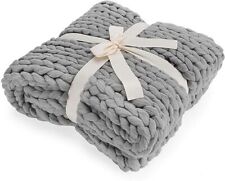 Grey knitted blanket for sale  WARRINGTON