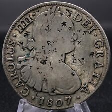 1807 Mo TH México Colonial Español 8 Reales Comerciante Chop Marcado Plata Moneda 8R, usado segunda mano  Embacar hacia Argentina