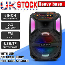 8" 1000W Portable FM Bluetooth Speaker Subwoofer Heavy Bass Sound System Party for sale  UK