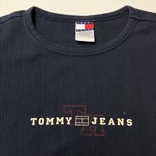 Camisa jeans masculina vintage Tommy Hilfiger grande soletrada feita nos EUA anos 90 comprar usado  Enviando para Brazil