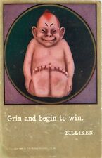 1908 Billiken Postcard; Grin and Begin To Win, Good Luck Mascot, Posted for sale  Shipping to South Africa
