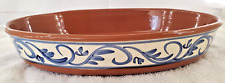 Plato para hornear ovalado de cerámica esmaltada de terracota Portugal pintado a mano azul blanco, usado segunda mano  Embacar hacia Argentina