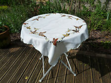 Embroidered tablecloth with multicoloured butterflies, scalloped edge. 86cm sq for sale  Shipping to South Africa