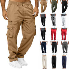 Used, Mens Casual Cargo Pants Elasticated Waist Combat Work Pockets Trousers UK 36-44 for sale  UK