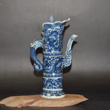 Lindo bule de porcelana chinês pintura à mão azul e branco dragão comprar usado  Enviando para Brazil