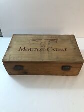 Vintage Mouton Cadet Baron Philippe De Rothschild Rustic Wooden Wine Box, used for sale  Shipping to South Africa