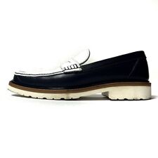 Auth a.testoni - Dark Navy White Leather Men Shoes for sale  Shipping to South Africa