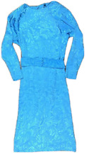 Vestido de Colección Años 80 Darian Satén Azul Damasco Estampado Cinturón Largo Midi Retro Pequeño segunda mano  Embacar hacia Mexico