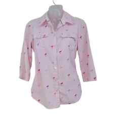 Camisa Croft & Barrow gola 3/4 manga flamingo listras rosa botão para baixo XS comprar usado  Enviando para Brazil