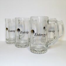 4 Entergy Beer Mugs with Golden Logo on Clear Glass Tankard Stein 12 oz, used for sale  Shipping to South Africa