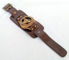 Relógio de pulso relógio de pulso relógio de bronze bússola e pulseiras de couro náutico steampunk feito à mão, usado comprar usado  Enviando para Brazil