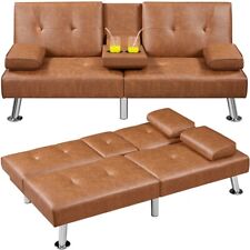 leather couch futon brown for sale  USA