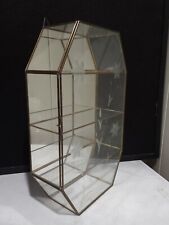 15.5" Brass & Etched Flowers Glass Display Curio Cabinet Mirror Back Shelf for sale  Shipping to South Africa