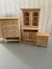 Doll House Miniature 3 pc Pine Color Cabinet , Chest, and Side Table w/Drawers for sale  Shipping to South Africa