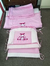 Used, BABY BEDDING  BUNDLE FOR COT BED, DUVET, BLANKET, COT BUMPERS, PINK & WHITE for sale  BRAINTREE
