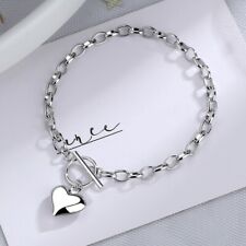 Beautiful Heart Charm Bracelet 925 Sterling Silver Women Girls Jewelry Gift UK for sale  Shipping to South Africa