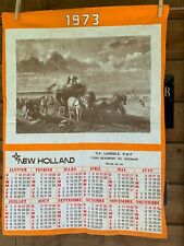 Torchon calendrier 1973 tracteur New Holland Clayson  " scène de moisson    ", occasion d'occasion  Briare